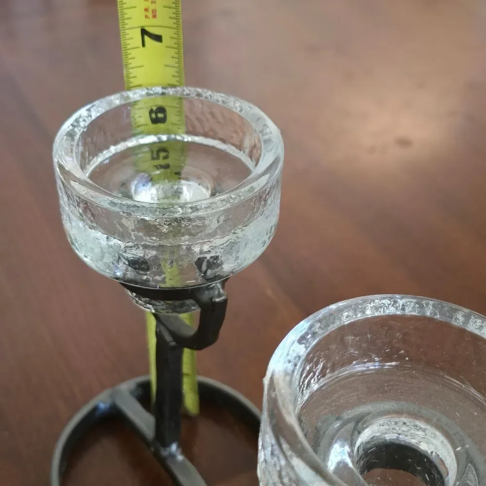 Swedish Vintage Candle Holders Wrought‎ Metal & Glass  Candlestick Holder